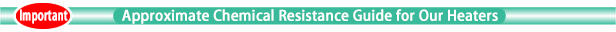 Approximate Chemical Resistance Guide for Our Heaters