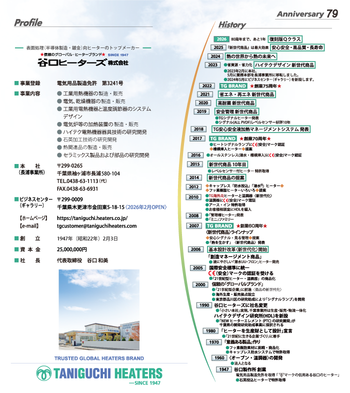 TANIGUCHI HEATERS PROFILE